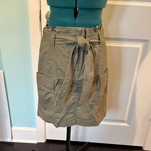 LOFT Olive Midi Skirt with Tie Belt